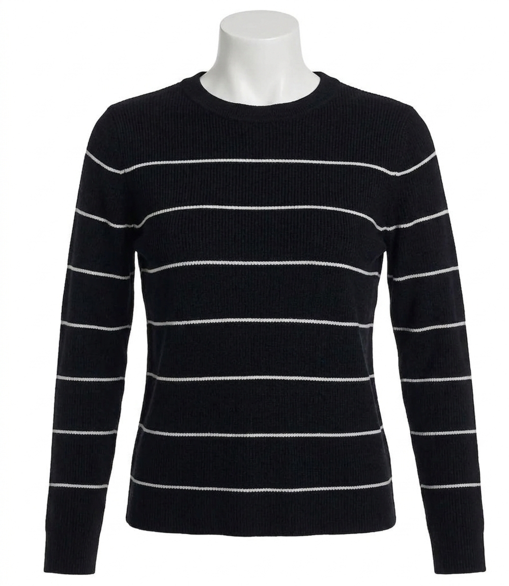 NEW KAREN KANE sayer stripe ribbed sweater in black and off-white